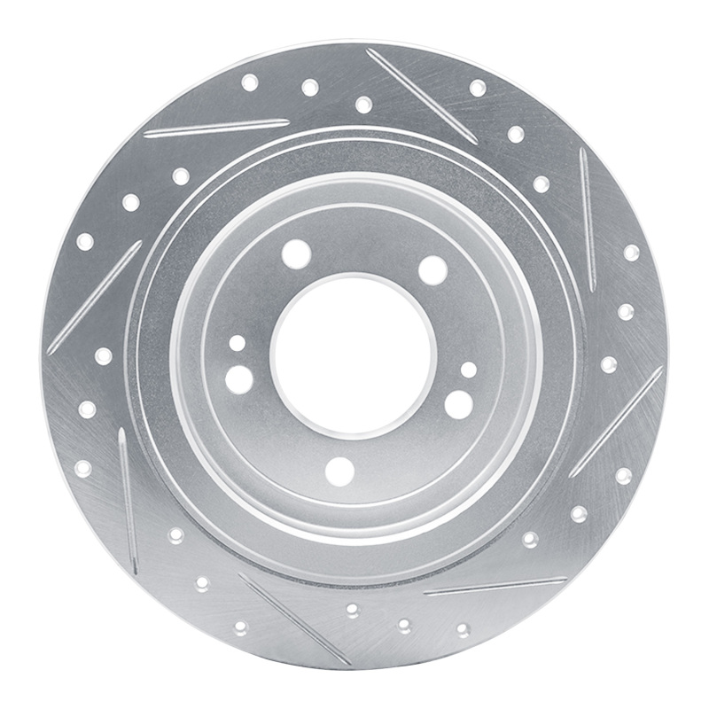 Hyundai Nexo Brake Rotor (1) - Rear Left - R1 Concepts - Drilled & Slotted - Silver - `17-`25